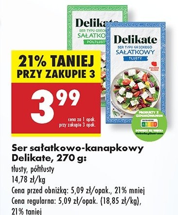 Ser sałatkowy typu greckiego półtłusty Delikate promocja