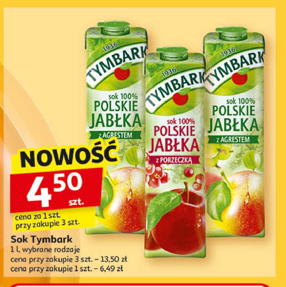 Sok 100% polskie jabłka z brzoskwinią Tymbark 1936 promocja w Auchan