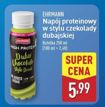 Napój mleczny w stylu dubajskim Ehrmann high protein promocja w Aldi