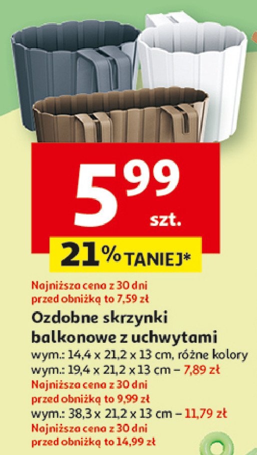 Skrzynka balkonowa z uchwytami 19.4 x 21.2 x 13 cm promocja