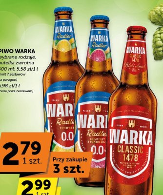 Piwo Warka wybrane rodzaje, butelka zwrotna promocja w ABC