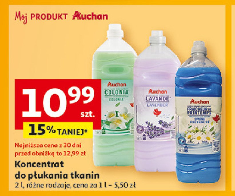 Koncentrat do płukania tkanin colonia Auchan różnorodne (logo czerwone) promocja