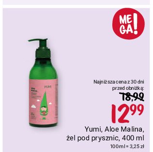 Żel pod prysznic intensywne nawilżanie aloe malina Yumi cosmetics promocja