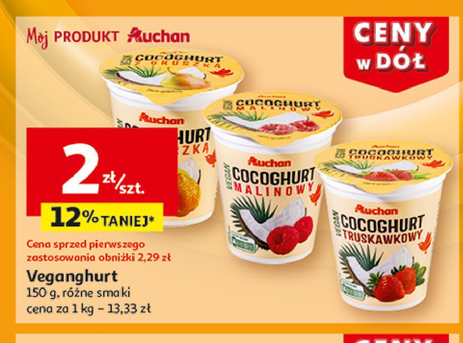 Cocoghurt z gruszką Auchan różnorodne (logo czerwone) promocja