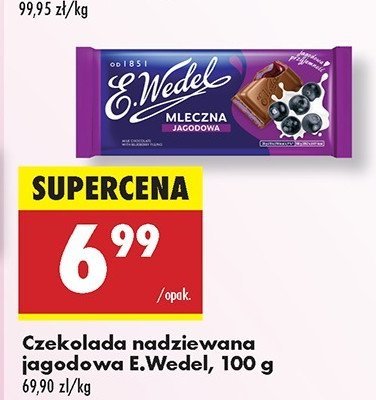 Czekolada mleczna jagodowa E. wedel promocja w Biedronka
