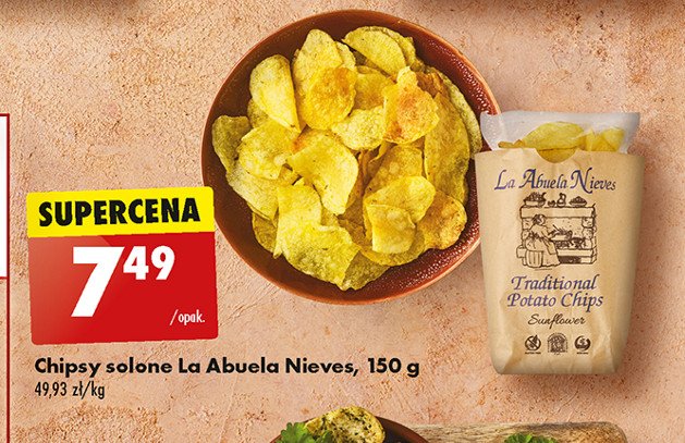 Chipsy ziemniaczane produkt bezglutenowy LA ABUELA NIEVES promocja