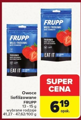 Owoce liofilizowane FRUPP więcej truskawki promocja w Carrefour Market