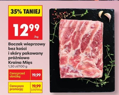 Boczek wieprzowy bez kości i skóry pakowany próżniowo  promocja w Biedronka