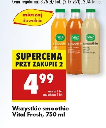 Smoothie kokos ananas banan pomarańcza Vital fresh promocja