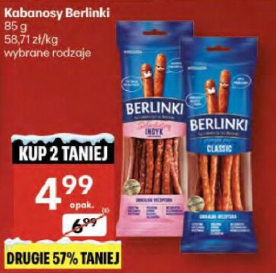 Kabanosy Berlinki wybrane rodzaje promocja w Delikatesy Centrum