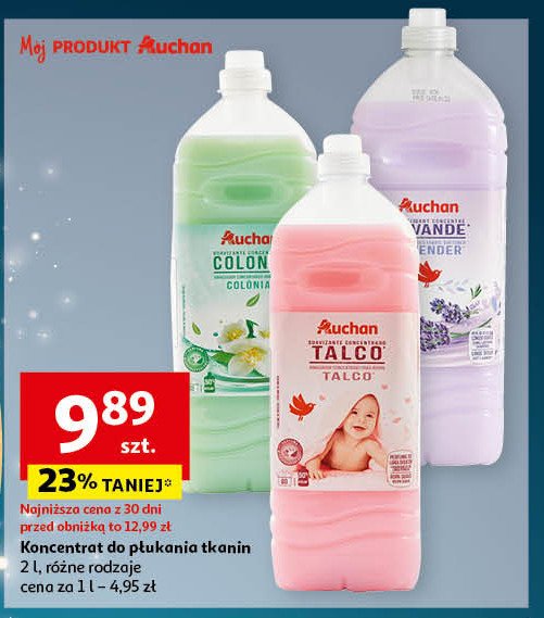 Płyn do płukania soft & perfume talco Auchan różnorodne (logo czerwone) promocja