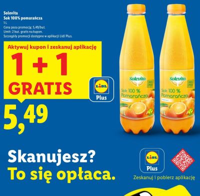 Sok 100% pomarańcza promocja w Lidl