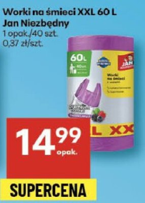 Worki na śmieci XXL 60 L Jan Niezbędny promocja w Delikatesy Centrum