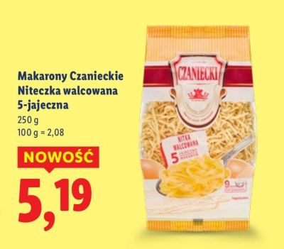 Makaron Czanieckie Niteczka wałcowana 5-jajeczna promocja w Lidl