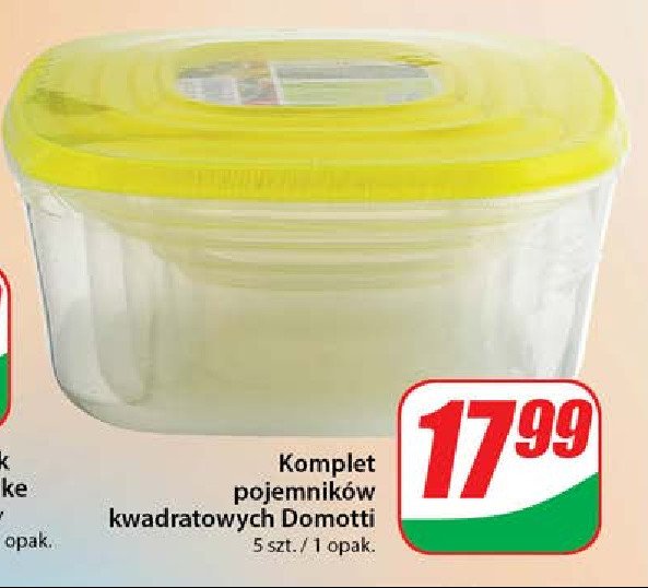 Komplet pojemników prostokątnych Domotti promocja w Dino