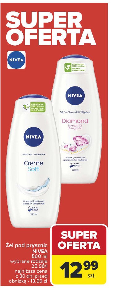 Żel pod prysznic diamond & argan oil Nivea promocja w Carrefour