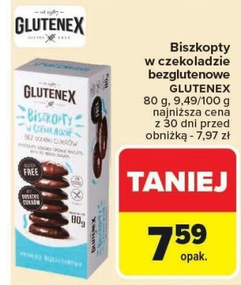 Biszkopty w czekoladzie bezglutenowe GLUTENEX 80g promocja w Carrefour
