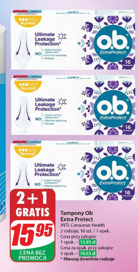 Tampony normal O.b. extra protect promocja