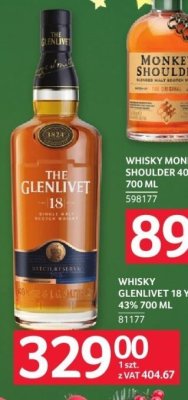 Whisky Glenlivet 18 YO 43% 700 ml promocja w Selgros