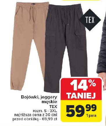 Bojówki męskie s-3xl Tex promocja w Carrefour