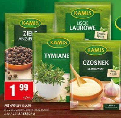 Przyprawa Kamis Ziele Angielskie, Liście Laurowe, Tymianek, Czosnek 8-16g promocja w Chorten
