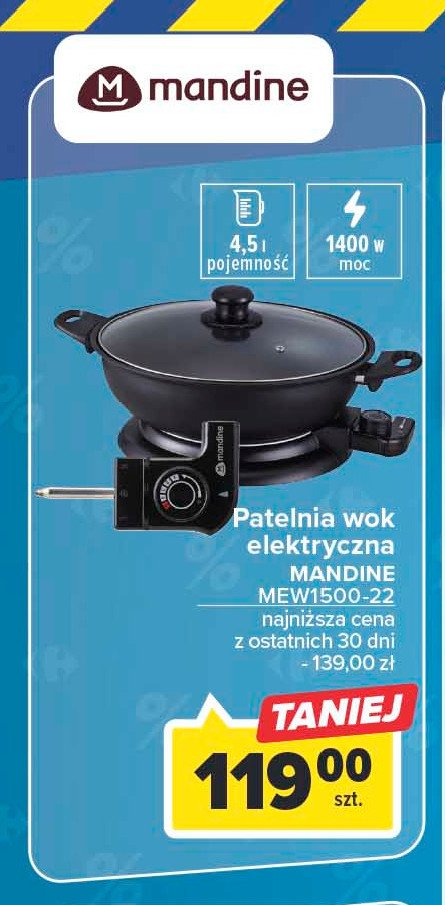 Patelnia wok mew1500-22 Mandine promocja