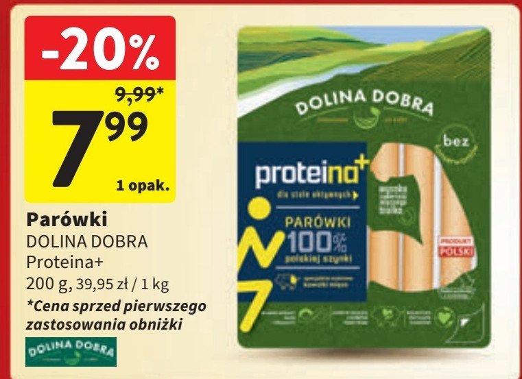 Parówki z proteiną Dolina dobra promocja w Intermarche