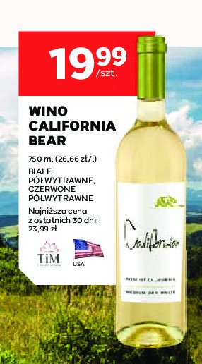 Wino CALIFORNIA BEAR promocja