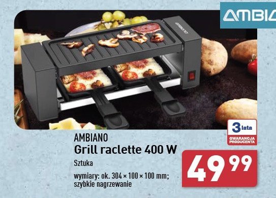 Grill raclette 400w AMBIANO promocja w Aldi