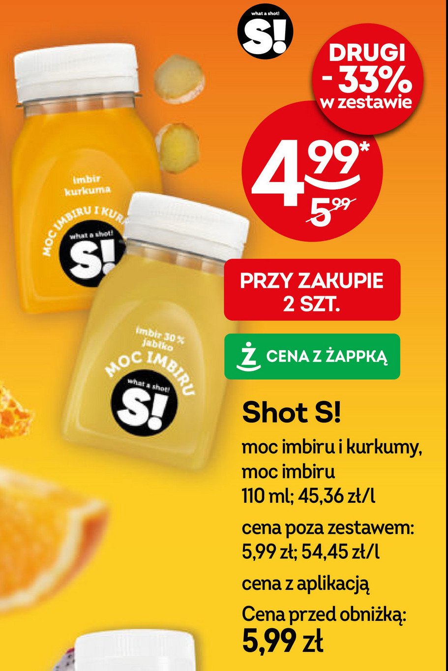 Shot funkcjonalny moc imbiru i kurkumy What a shot! s! promocja w Żabka