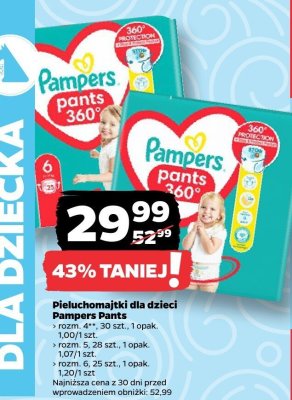 Pieluchomajtki dla dzieci Pampers Pants 4 promocja w Netto