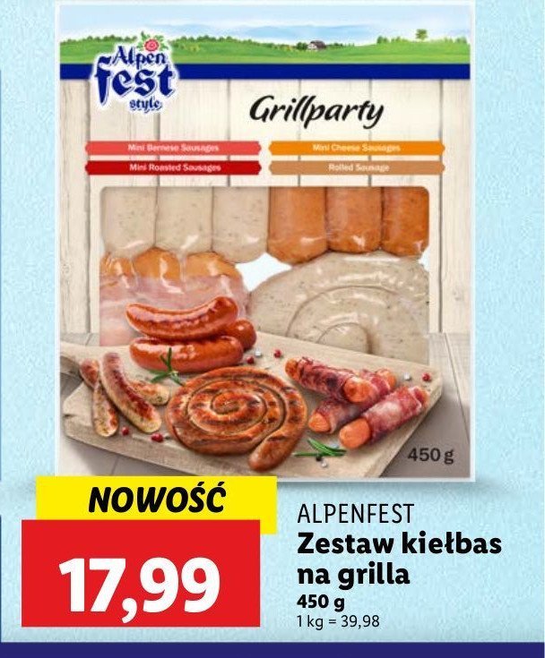 Zestaw kiełbas na grilla Alpen fest promocja w Lidl