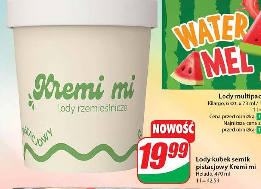 Lody sernik pistacjowy Kremi mi promocja w Dino