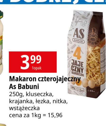 Makaron 4-jajeczny wstążki As-babuni promocja