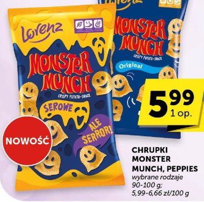 Chrupki Monster Munch, Peppies wybrane rodzaje promocja w Euro Sklep