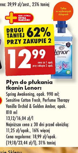 Płyn do płukania cotton fresh Lenor sensitive promocja w Biedronka