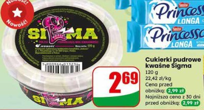 Cukierki pudrowe kwaśne Sigma promocja w Dino