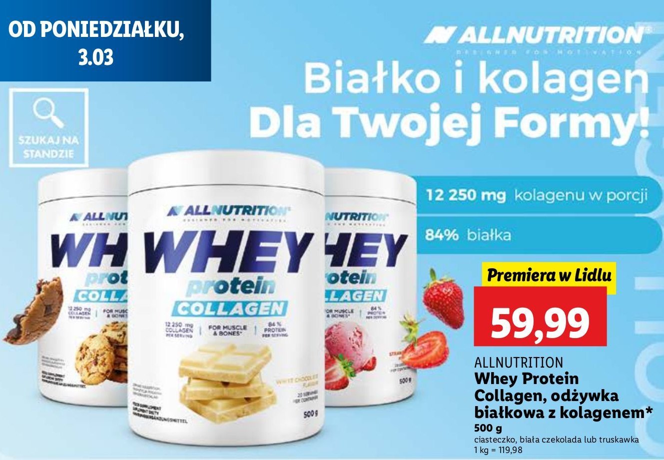 Odzywka białkowa z kolagenem biała czekolada ALLNUTRITION WHEY PROTEIN promocja