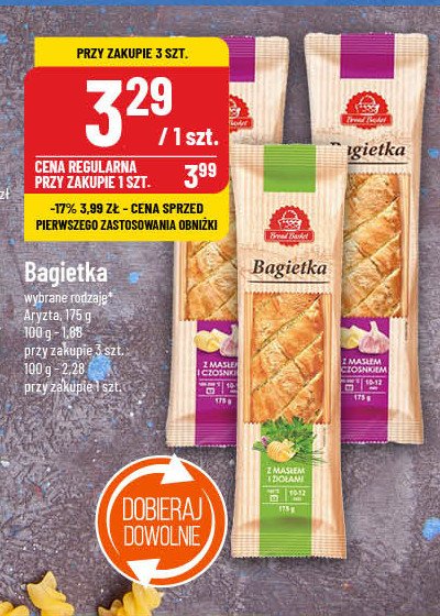 Bagietka z masłem czosnkowym Bread basket promocja