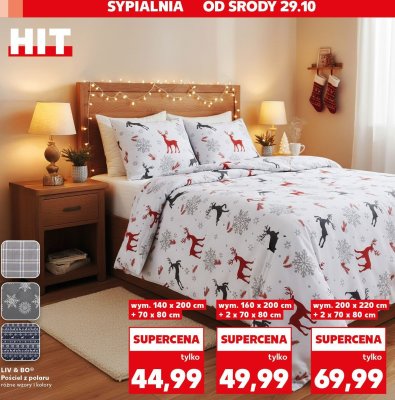 Pościel z polaru LIV & BO 160 x 200 cm + 2 x 70 x 80 cm, różne wzory i kolory promocja w Kaufland