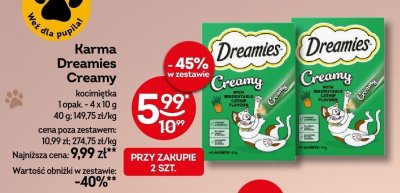 Karma dla kota Dreamies Creamy kocimiętka 1 opak. 4x10g promocja w Żabka