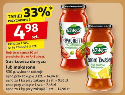 Sos Łowicz do ryżu lub makaronu, wybrane rodzaje promocja w Auchan