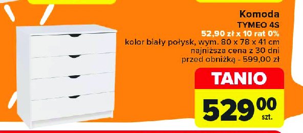 Komoda tymeo 4s 80 x 78 x 41 cm biały promocja