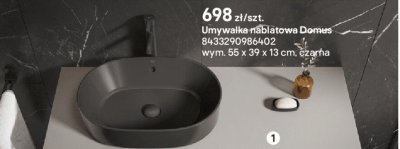 Umywalka nablatowa Domos czarna promocja w Castorama
