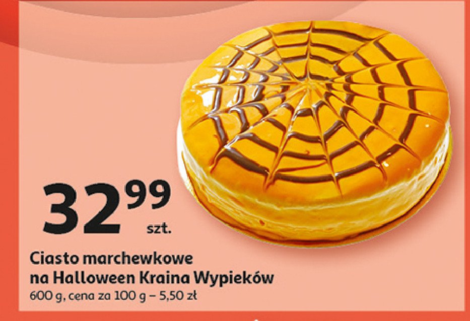 Ciasto marchewkowe na halloween Kraina wypieków promocja w Auchan