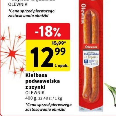 Kiełbasa podwawelska z szynki OLEWNIK promocja w Intermarche
