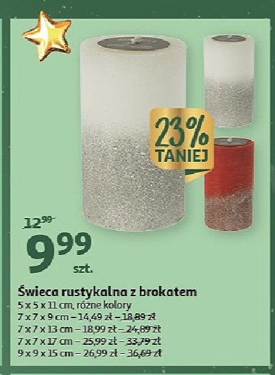 艢wieca z brokatem 9 x 9 x 15 cm promocja
