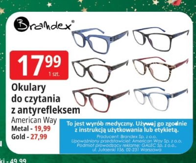 Okulary do czytania z antyrefleksem Braindex promocja w Leclerc