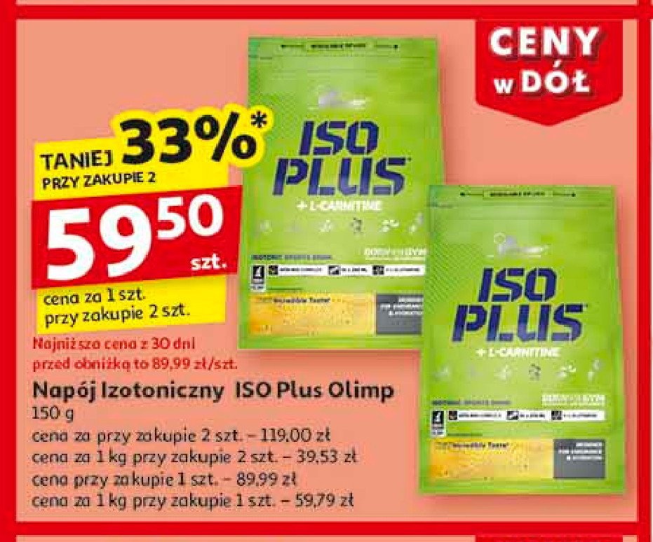 Koncentrat w proszku do przygotowania napoju izotonicznego cytrynowy Olimp labs iso plus promocja w Auchan