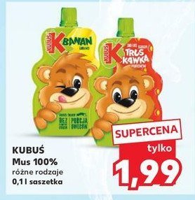 Mus truskawka Kubuś mus 100% promocja